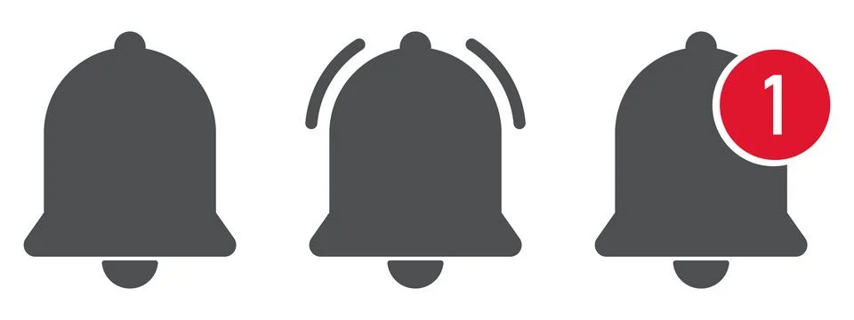 Black notification bell vector icon Stock Illustration