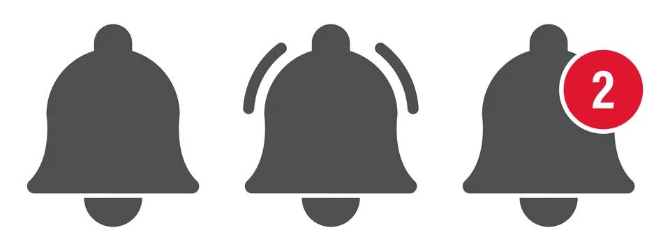 Black notification bell vector icon Stock Illustration