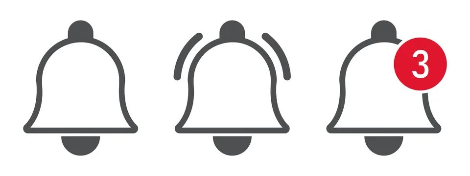 Black notification bell vector icon Stock Illustration