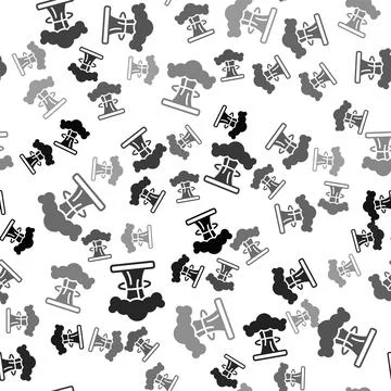 Black Nuclear explosion icon isolated seamless pattern on white background... 스톡 일러스트