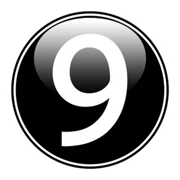 Black number nine button Ilustração Stock