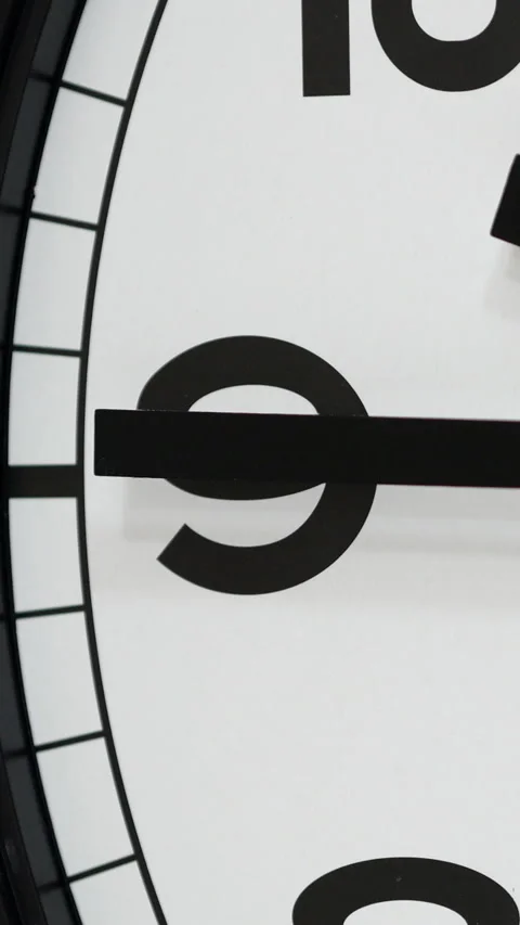 Black Number Nine On White Clock Face Close. Vertical. Video stock 304417014