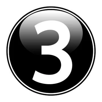 Black number three button Ilustração Stock