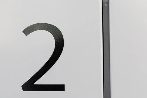 Black Number Two on White Background with Gray Line Stock Photos