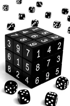 Black numbers dice Stock Photos
