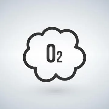 Black o2 cloud oxygen icon, vector illustration isolated on white background. Ilustración de archivo