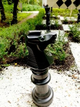 Black object in the shape of a chess piece. Stock Photos