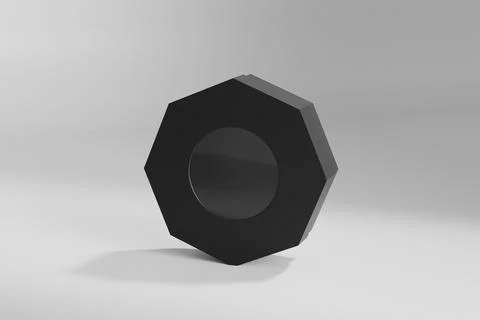Black Octagon shape paper box mockup, luxury gift box with window display Stock Illustration