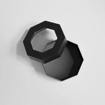Black Octagon shape paper box mockup, luxury gift box with window display Stock Illustration