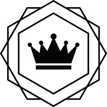Black octagonal badge outline with crown icon for premium quality and royal  Stock Illustration