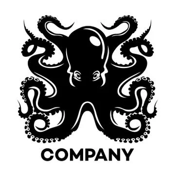 Black octopus logo Illustrazione stock