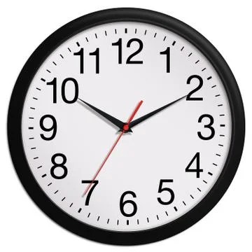 Black office clock Stock Photos