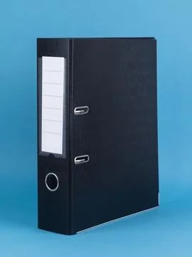 Black office folder on blue background. Office Folder Template Stock Photos