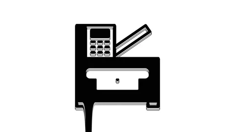 Black Office multifunction printer copy machine icon isolated on white 動画素材 233892647