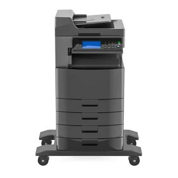 Black Office Multifunction Printer MFP, front view. 3D rendering 스톡 일러스트