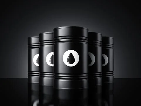 Black oil barrels. 3d rendering Stock Illustration