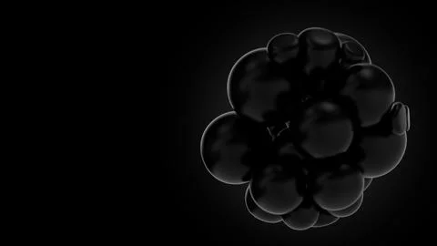 Black oil bubbles abstract on dark background. Drops abstract interaction. 3d Ilustración de archivo