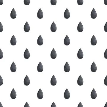 Black oil droplets falling pattern on white background Illustrazione stock
