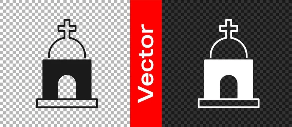 Black Old crypt icon isolated on transparent background. Cemetery symbol Ilustración de archivo