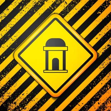 Black Old crypt icon isolated on yellow background. Cemetery symbol. Ossuary or Ilustración de archivo