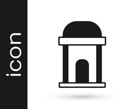 Black Old crypt icon isolated on white background. Cemetery symbol. Ossuary or Ilustración de archivo