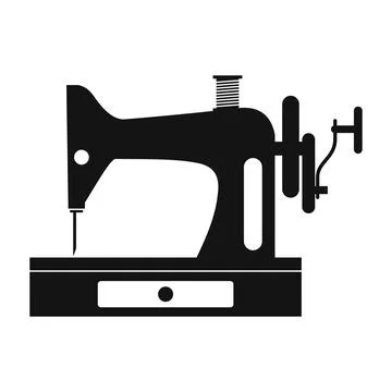 Black old sewing machine simple icon Stock Illustration