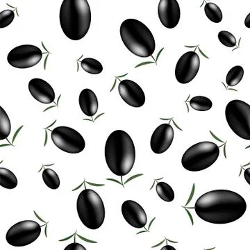 Black Olives Background. Seamless Pattern Stock Illustration