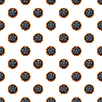 Black olives in bowls seamless pattern Stock Illustration