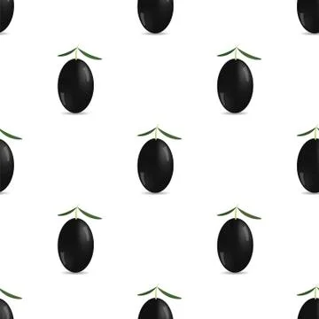 Black Olives Seamless Pattern Stock Illustration