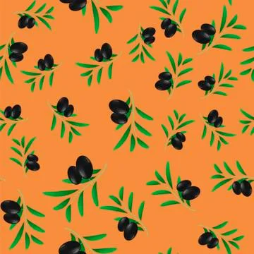 Black Olives Seamless Pattern Stock Illustration