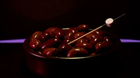 Black olives, Spanish  Stock Footage 26594367