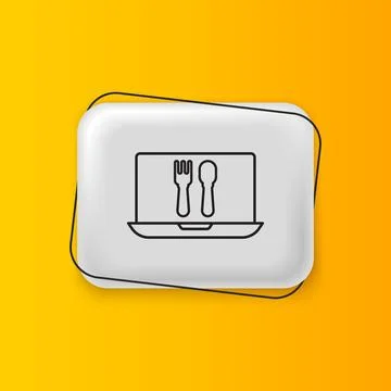 Black Online ordering and fast food delivery icon isolated on yellow backgr.. イラスト素材