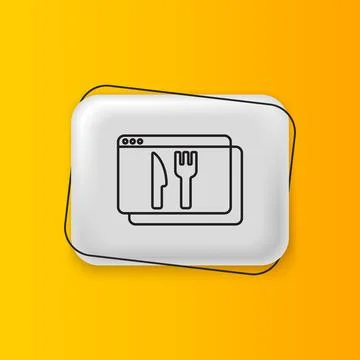Black Online ordering and fast food delivery icon isolated on yellow backgr.. Stock Illustration