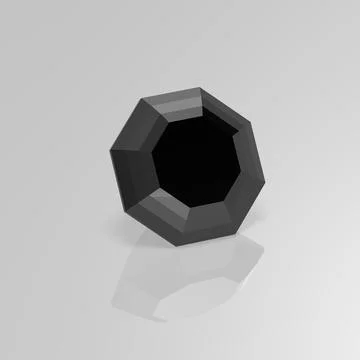 Black onyx gemstone octagon 3D render Stock Illustration