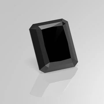 Black onyx gemstone radiant 3D render Stock Illustration