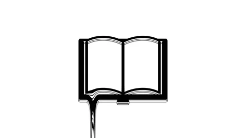 Black Open book icon isolated on white background. 4K Video motion graphic Stock Footage 233790523