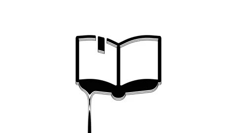 Black Open book icon isolated on white background. 4K Video motion graphic Stock Footage 233979985