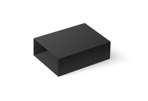 Black open box slider, mockup, template on white background vector realistic  스톡 일러스트