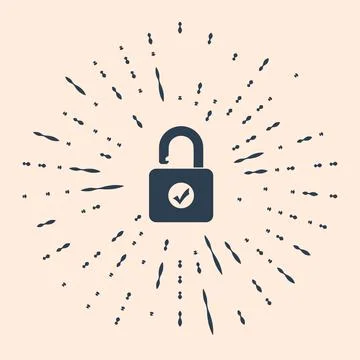 Black Open padlock icon isolated on beige background. Opened lock sign. Cyber Stock Illustration