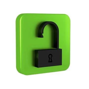 Black Open padlock icon isolated on transparent background. Opened lock sig.. Stock Illustration