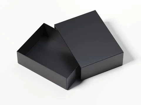 Black opened box. 3d rendering Stock Photos