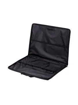 Black   opened briefcase folder for documents and school items on a  white is Stock Photos