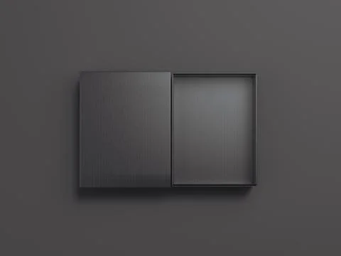 Black opened cardboard package. 3d rendering 스톡 일러스트
