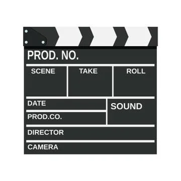 Black opened clapperboard. Illustrazione stock