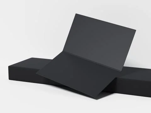 Black opened leafler on the dark box. 3d rendering 스톡 일러스트