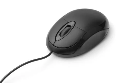 Black optical computer mouse Stock Photos