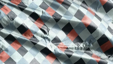 Black orange gray blue diagonal french checkered pattern textile fabric slow  Stock Footage 197308672
