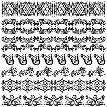 Black oriental ottoman border design two Stock Illustration