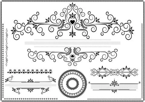 Black ornament border on a white background Stock Illustration