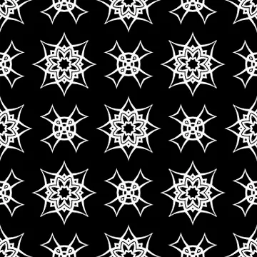Black Ornamental Seamless Line Pattern 스톡 일러스트